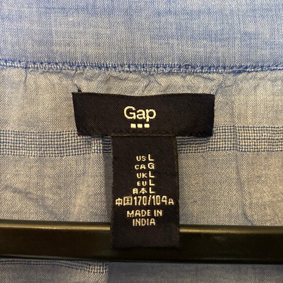 GAP Lightweight Blue Chambray Embroidered V-Neck Tunic L - Picture 5 of 6